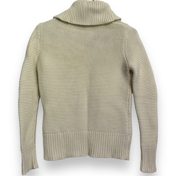 Talbots Ivory Cream Thick Shawl Neck Waffle Knit Pullover V-Neck Sweater Size PP - Picture 3 of 8